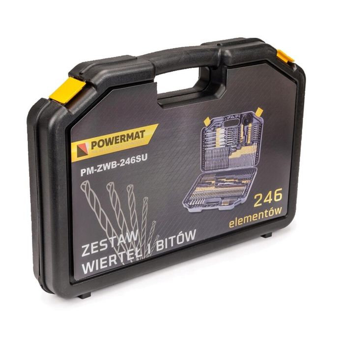Trusa set 246 burghie si biti pentru lemn, metal, beton, Powermat