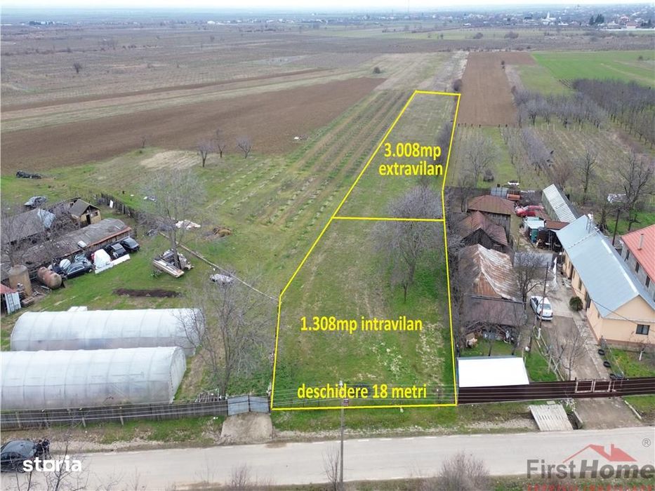 Teren intravilan 1.308mp + 3.008mp extravilan in Urechesti de vanzare