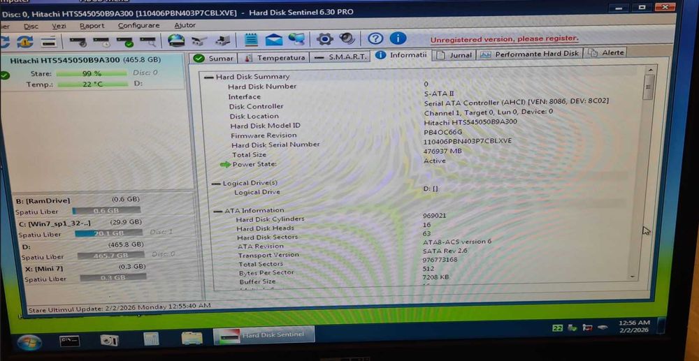 3.HDD Hard Disk Laptop Hitachi 500Gb 5400rpm 8MB SATA II