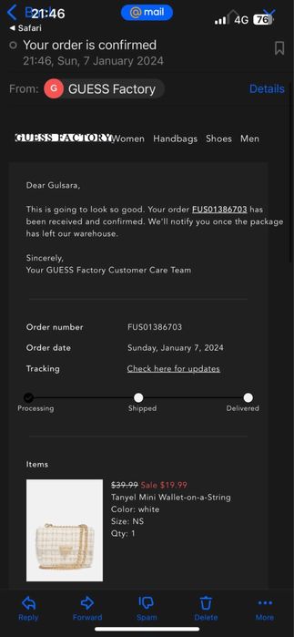 Guess сумочка твидовая