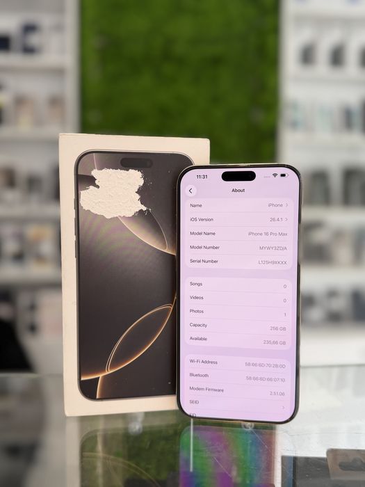 **ATSGSM.RO**iPhone 16 Pro Max 256Gb Natural /Baterie92%/Fact+Gar 12 luni