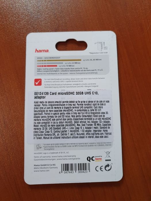 Vând card de memorie Hama 32GB