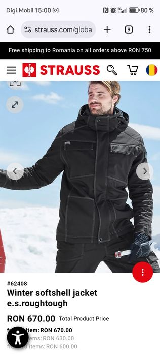 Geacă Iarnă Engelbert Strauss Softshell Roughtough  M Nou