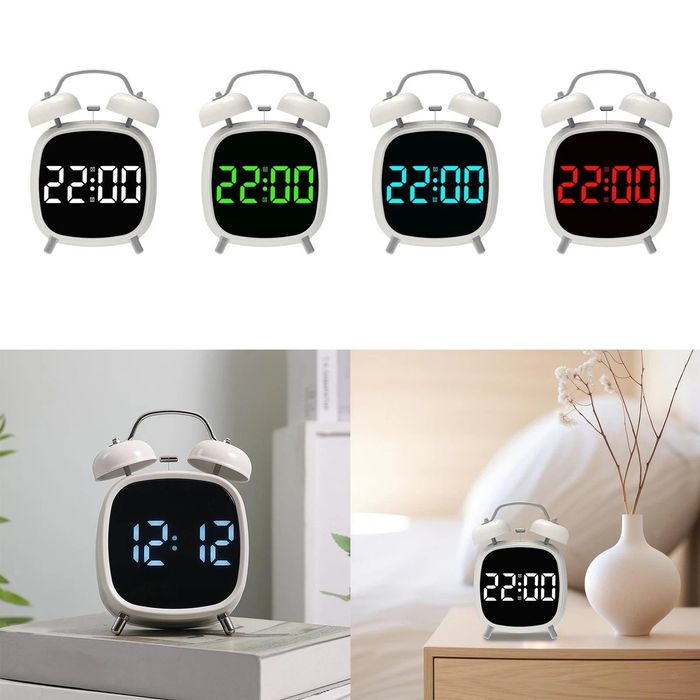 Светодиодный цифровой часы будильник с двойным звонком большой дисплей