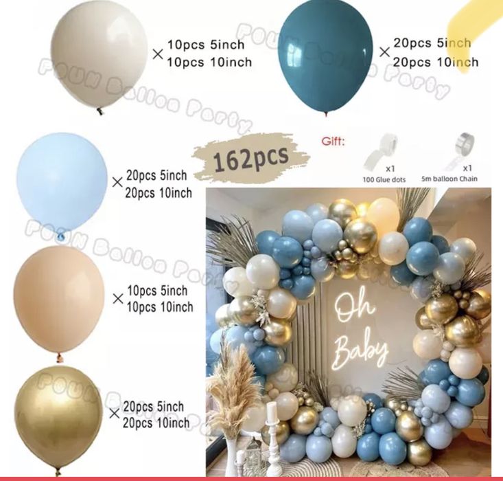 Baloane 162 buc auriu alb pretabil arcada eveniment nou nunta botez