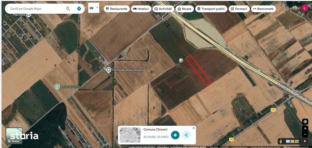 Teren 9.200 mp Clinceni – Langa A0 -  Deschidere Dubla