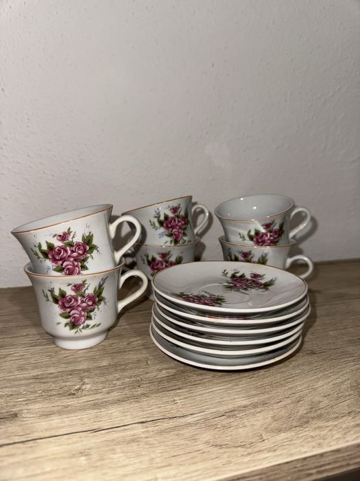 Set cesti cafea model inflorat