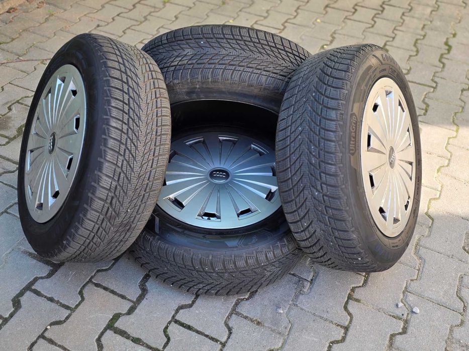 set jante aliaj r16 cu capace plastic, vw audi seat skoda 205/60/16
