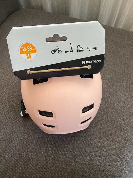 Каска за колело светлорозова