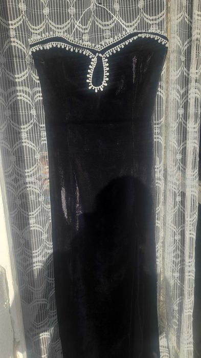 Официална черна рокля дълга и дамско сако, S номер.