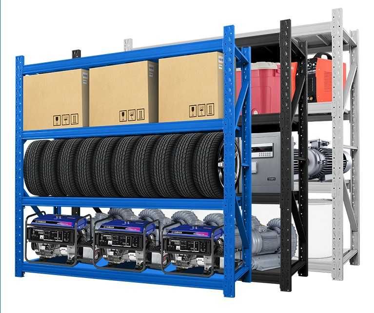 Подвальный металлический стеллаж с прочными регулируемыми полками