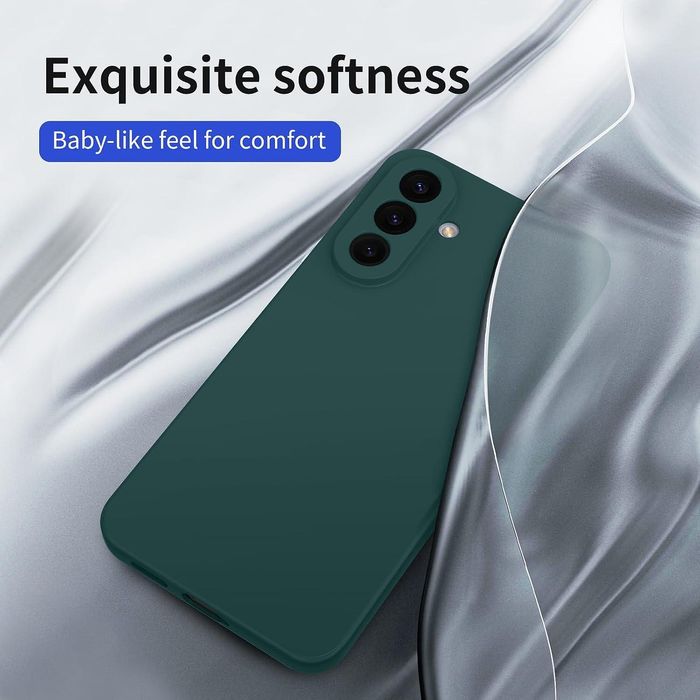 Матов силиконов кейс за samsung galaxy s26 - тъмно зелен - със защита