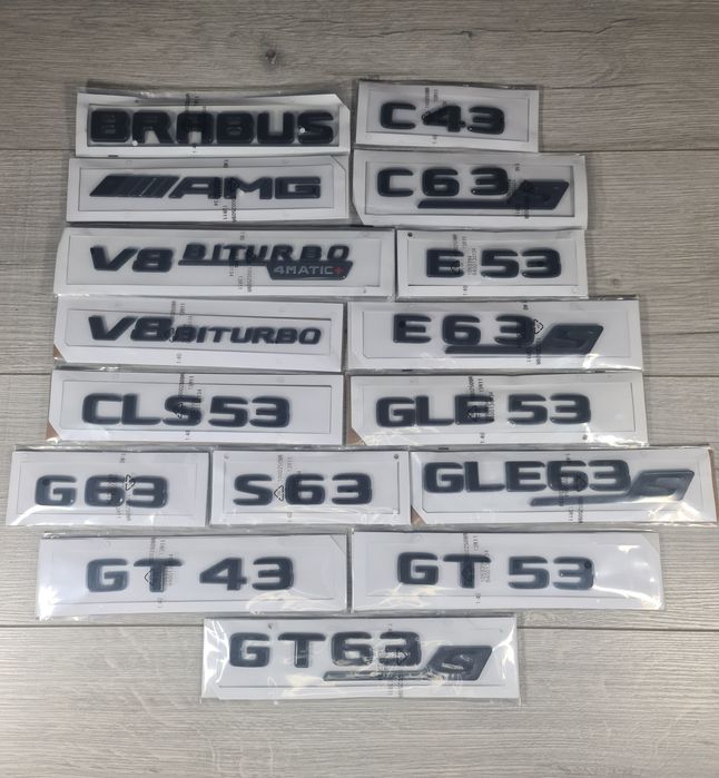 Logo-Mercedes-AMG-Brabus-V8-Biturbo-C-E-CLS-GLE-G-S-GT-43-53-63S-Negru