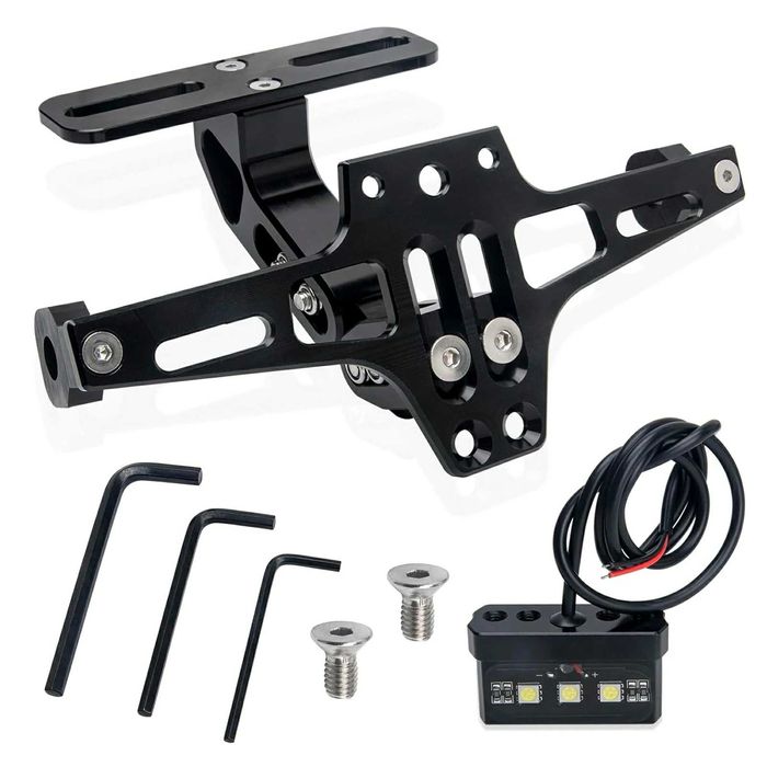 Suport numar moto inmatriculare motocicleta rabatabil universal LED