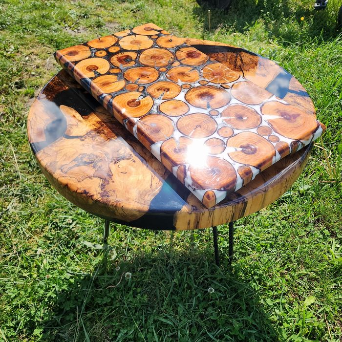Platou rasina epoxidica 55 cm / 28 cm inglobat complet in rasina !