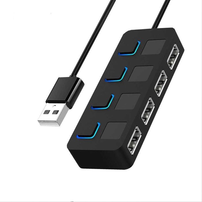 USB разклонител хъб, 4 порта USB 2.0, LED индикатори, 480MBp/s