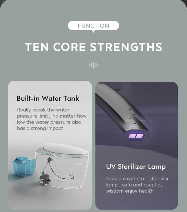 Смарт тоалетна тип "яйце" с биде, подгрев, сушене, масаж