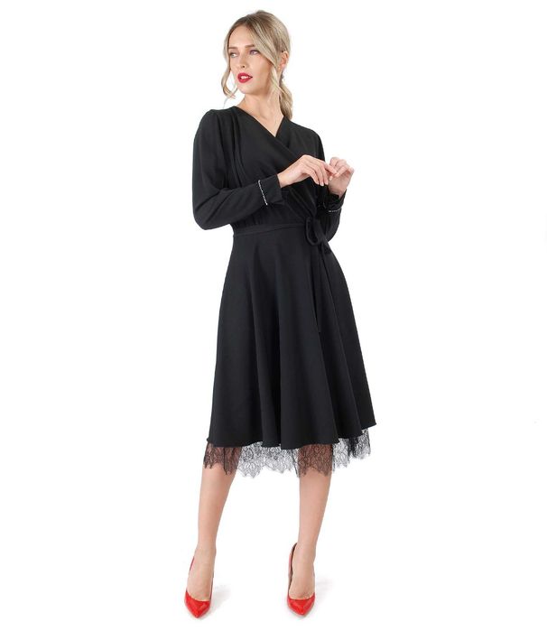 Rochie de seara neagra Yokko, cu cristale Swarovski