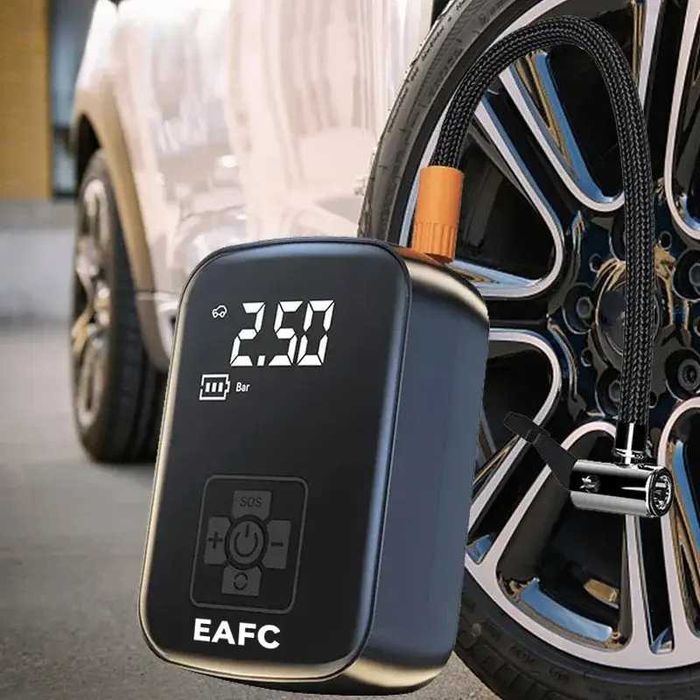 Преносим компресор за гуми помпа за гуми LED дисплей вградена батерия