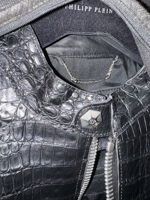 Philipp Plein Leather Bomber Shield кожа от кайман