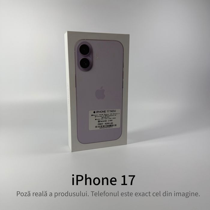  iPhone 17 lavender NOU 256 gb , 100% ! Garantie 2 ani + cadou