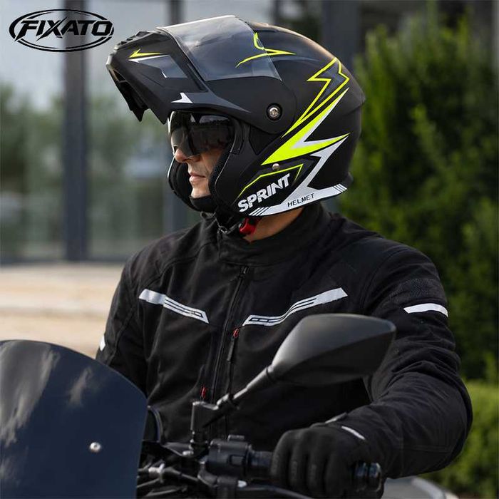 Casca Moto/Scuter Flip-Up, Viziera Dubla, Protectie UV, Verde