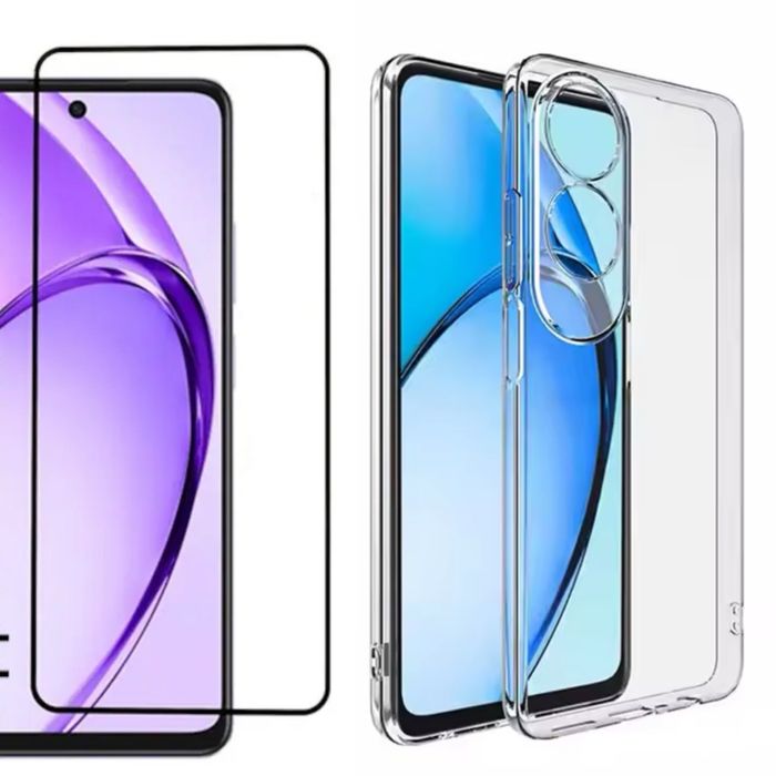 Husa Silicon Transaprent si Folie Sticla Curbata OPPO A40/A60/A79/A80