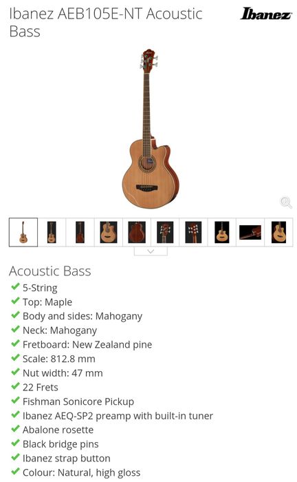 Електроакустичен бас Ibanez aeb 105e nt
