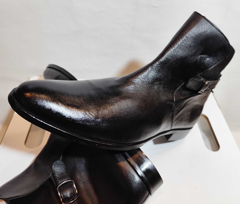 Ghete chelsea 43.5 44 jodhpur Buffalo piele naturala moale negru