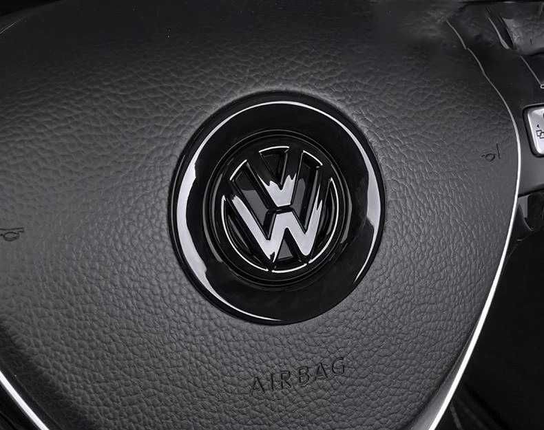 Emblema Volan Sticker Logo Auto Adeziv VW Volkswagen 40mm, Negru Lucio