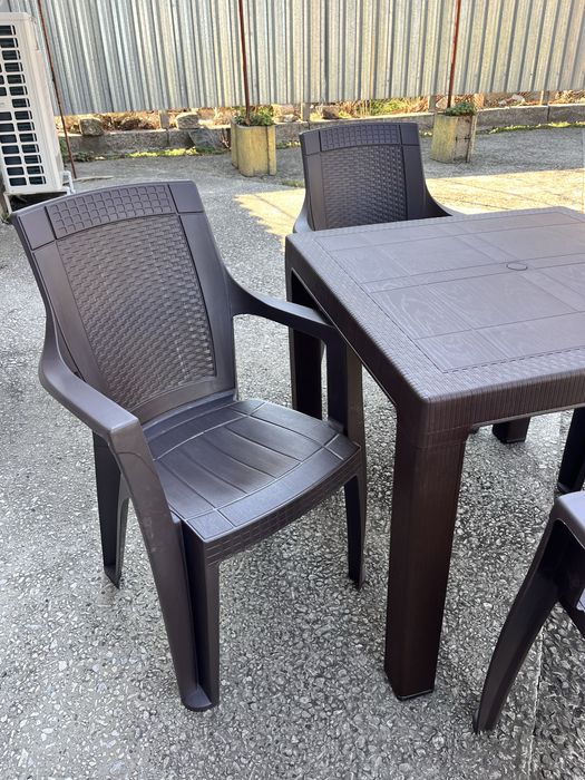 Столове градински, пластмасови ратан, без подлакътник, маси, стол