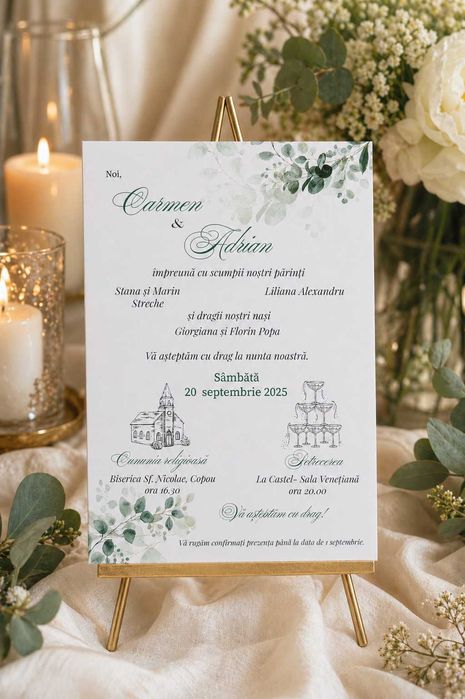 Invitații personalizate unice cu design creat de la 0 și papetărie nunta și botez