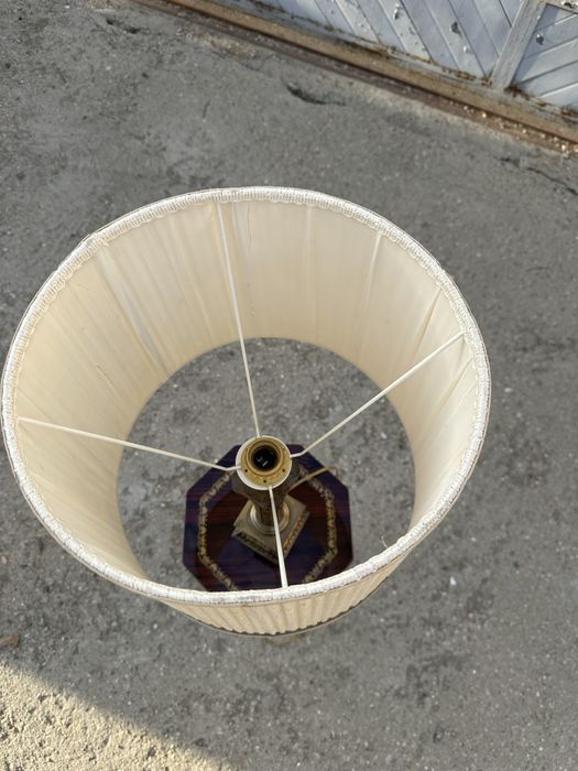 Винтидж лампа с месинг и дърво – френски стил, 60–70-те години