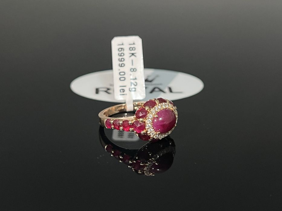 Bijuteria Royal CB : Inel dama diamant si rubin aur 18K 750 8,12 gr
