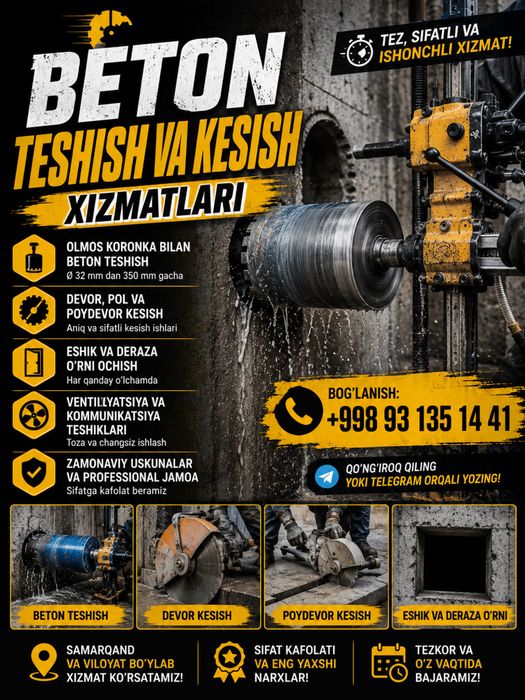 Beton teshish va kesish