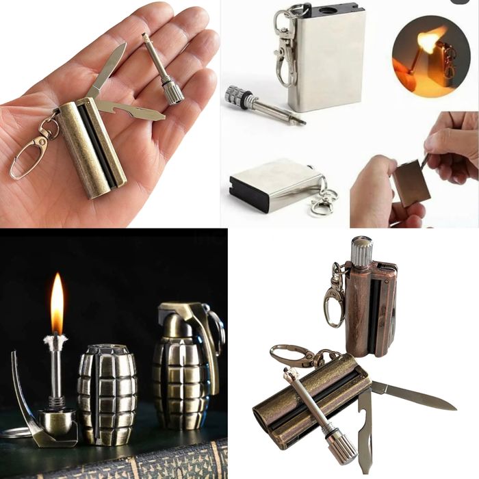 Мултитул 5в1 Вечен кибрит бензинова запалка ключодържател оцеляване