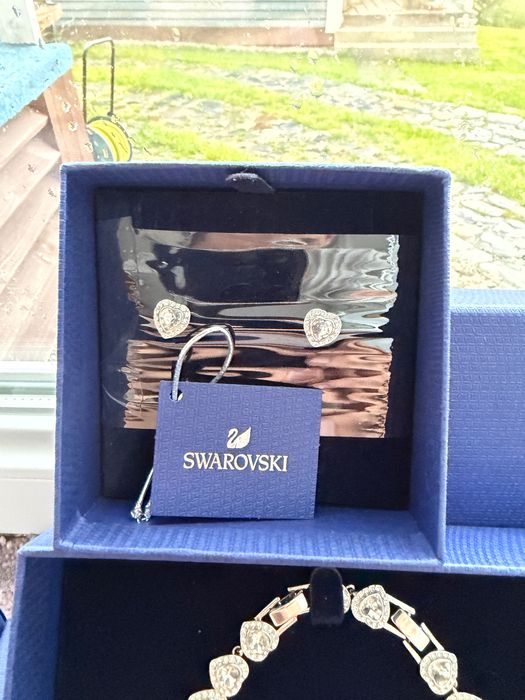 SET Swarovski Angelic inimi colier, bratara, cercei argintiu colaborare Ariana Grande