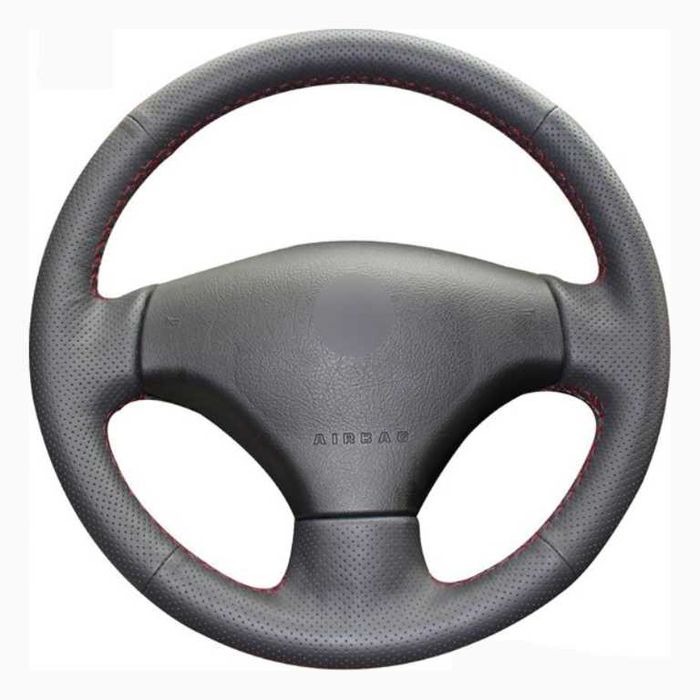 Husa volan piele negru 38 cm. pentru Peugeot 206 si 207