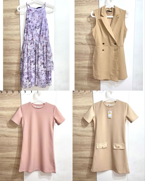 Много одежды, обувь, свадебное платье