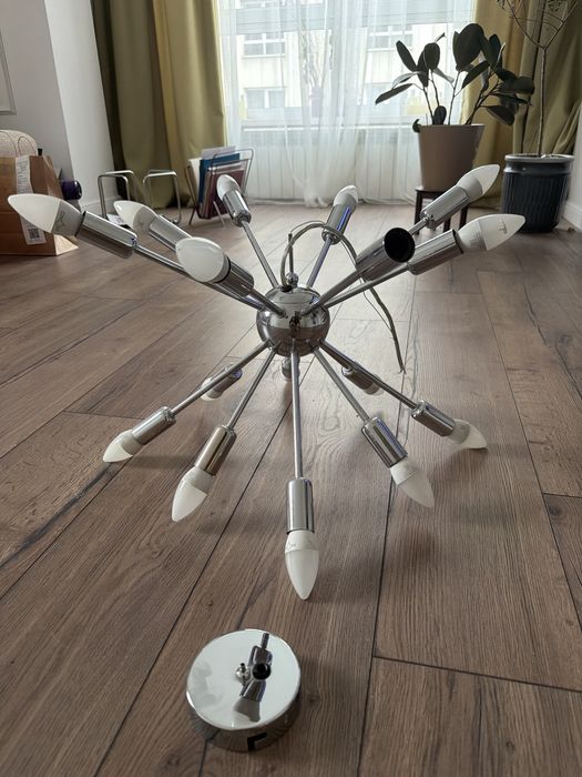 Люстра “Спутник” хром 12 ламп