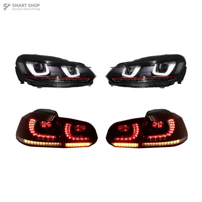Faruri si Stopuri Full LED VW Golf 6 VI (2008-2013) R20 U Design cu Se