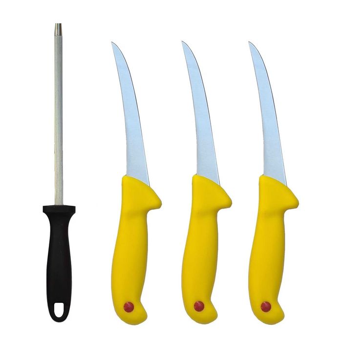 Set Profesional Macelarie 3 Cutite Dezosat Gold + Masat Rotund 20 cm