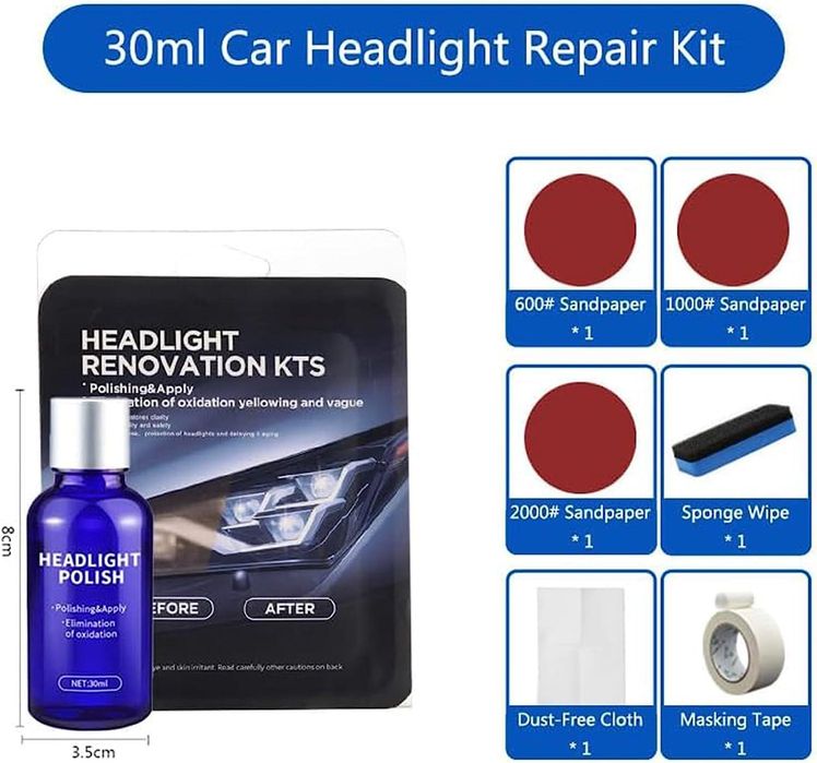 защитно керамично покритие 9h за фарове, 30 мл + апликатор ...