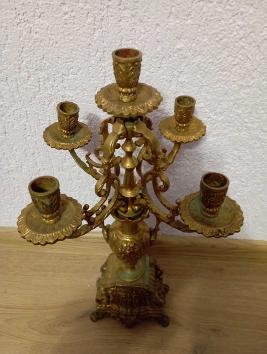 Комплект от два големи масивни бронзови свещника - свещник