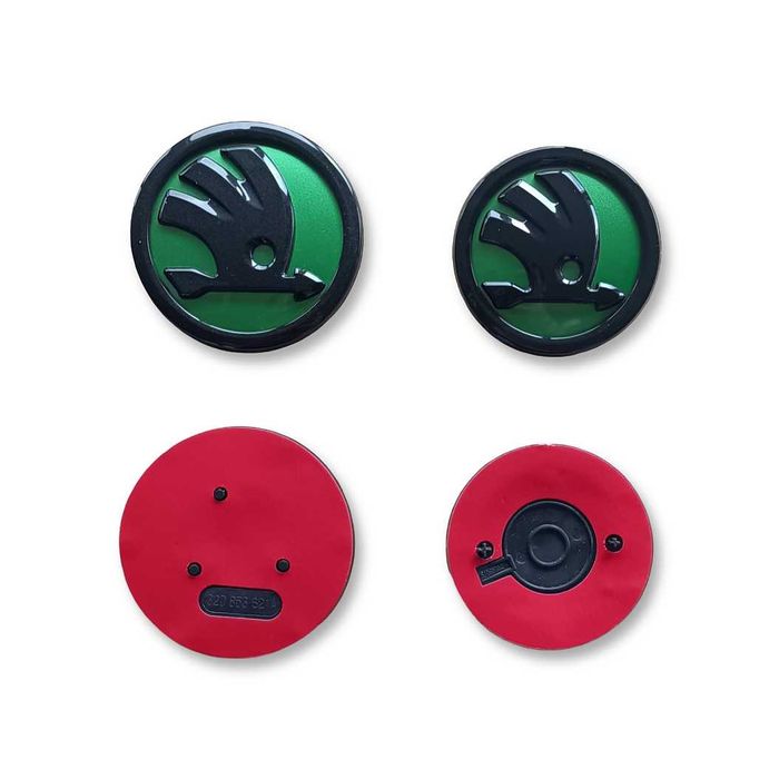 Емблема за Шкода предна 89мм и задна 79мм - Черна, Хромирана, Зелена