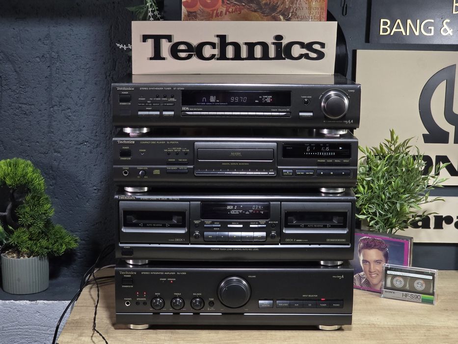 Linie audio TECHNICS, tuner ST-GT550,cd-player SL-PG570A, amplificator SU-v300, dublu deck RS-TR272 , hifi stereo retro
