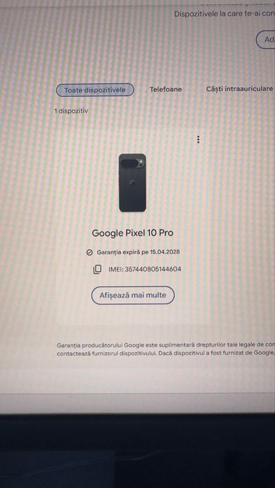 Google pixel 10 pro 128gb cu garantie 2 ani