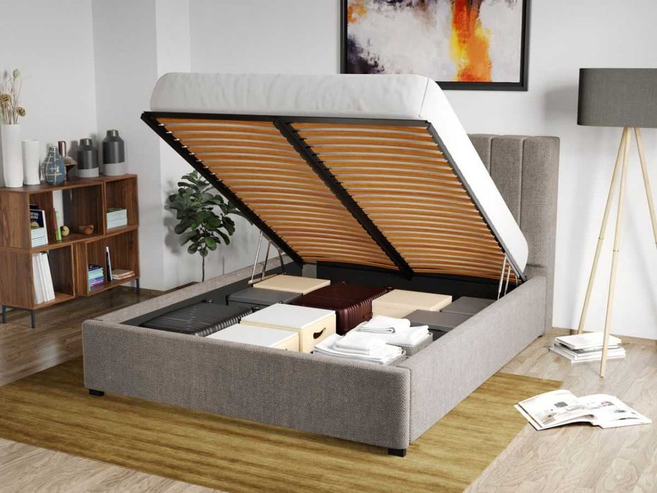 Pat Tapitat pentru saltea 190 Adam Bej - Eden 4 rabatabil + lada