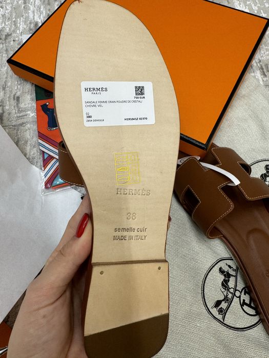 Тапочки Hermes натуральная кожа