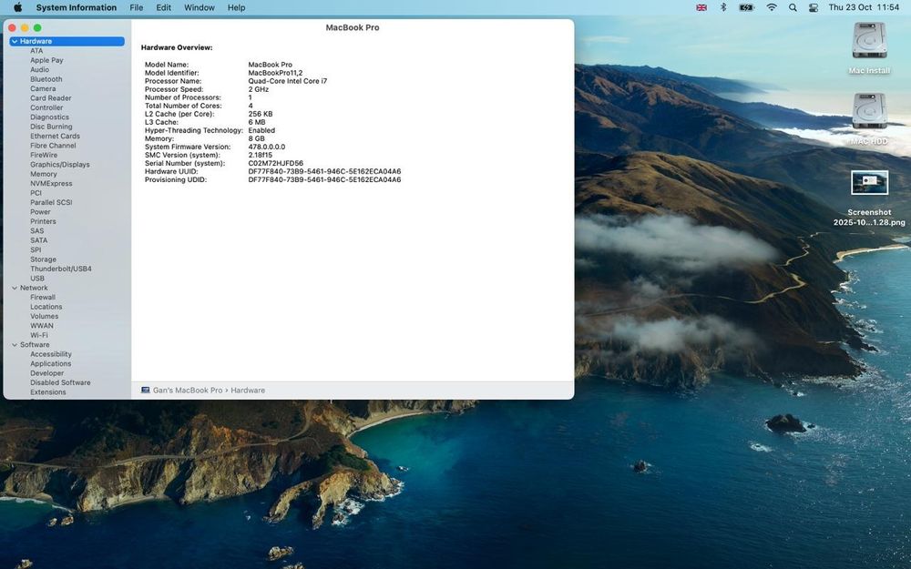 Macbook Pro Retina 15" (Late 2013), Intel Core i7, 8GB RAM, 128GB SSD